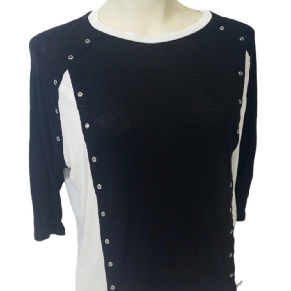 Michael Kors Black & White Button Blouse
